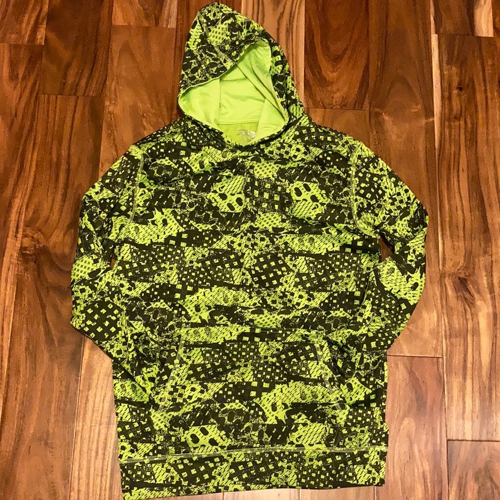 Neon green & black hoodie - size XL (16/18)